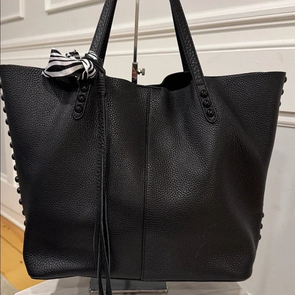 Rebecca Minkoff Black Studded Pebbled Leather Unlined Tote Wallet Set - Picture 5 of 17